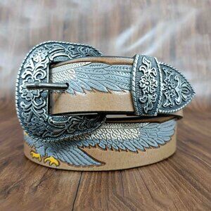 Eagle Hand-Tooled Belt, Premium Western Leather Belt – Embossed Belt for Unisex